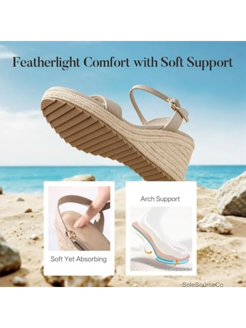 Women's Wedge Sandals Espadrille Ankle Strap PU